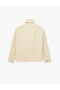 Metal Buckle Stand Collar Snap Button Long Sleeve Pocketed Plaid Gabardine Jacket - 7