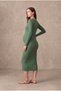 Maternity Ribana Dark Green Long Sleeve Boat Neck Baby Overlock Stitching Detailed Dress Sierra - 5