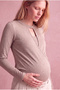 Maternity Viscose Dusty Rose Long Sleeve Choker Collar Blouse with Inner Undershirt and Breastfeeding Feature Melanie - 2