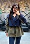 Women's Double Color Zippered Waist Drawstring Parachute Raincoat Jacket Sun454 - 3