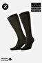 Unisex Organic Cotton Flight and Pilot Knee Socks with Special Firming Technology Dark Khaki - 3