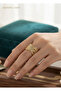 Brass Gold Color Adjustable Zircon Stone X Model Ring - 2