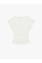 Drawstring Fabric Crew Neck Cap Sleeve T-Shirt