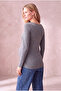 Maternity Viscose Blended Gray Long Sleeve Wide Collar Printed T-Shirt Jessica - 4