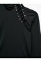 Slim Fit Metal Accessory Window Detail High Neck Long Sleeve T-Shirt - 8