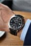 Silver Case Black Leather Men's Wristwatch |   40 mm Case, 10 Atm, Stylish Design