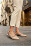 90459 Comfortable Open-Back Women's Ballerinas with Stone Chain Buckle Detail - 3