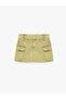 Regular Waist Pocketed Buttoned Cotton Denim Cargo Pocketed Carpenter Mini Shorts Skirt - 5