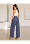 Women's High Waist Belted Modal Fabric Palazzo Trousers with Pleated Side Pockets - 6