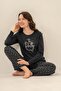 Mother & Daughter Long Sleeve Navy Blue Pajama Set, 100% Cotton, Mother and Child Pajamas Sold Separately (Socks Included) - 4