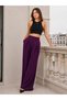 Women's High Waist Pleated Pocketed Closed Slit Palazzo Trousers - 3