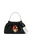 Black Satin Crystal Glass Stone Design, Handmade Pearl Handle Bag, for Evening Dresses, Daily Use, Events, Celebrations..75