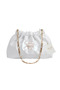 White Satin Royale Series Handmade Custom Design Drawstrap Bag with Chain Handle, for Evening Dresses, Weddings, Engagements, Celebrations, Events, Casual Use.. 35