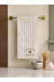 Matcha Latte Embroidered Decorative Hand Towel – 100% Cotton, Striped Linen Texture (30X45 cm) – 1 Piece - 2