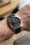 Silver Case Black Leather Men's Wristwatch |   40 mm Case, 10 Atm, Stylish Design - 5
