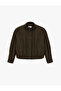 Loose Fit Zippered High Collar Long Sleeve Bomber Jacket - 6