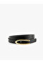 Metal Buckle Detailed Faux Leather Thin Belt