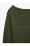 Textured Mesh Long Sleeve Boat Neck Oversized Blouse - 7