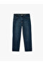 Normal Waist Comfortable Fit Pocketed Cotton Baggy Jean Trousers