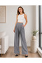 Women's Black High Waist Pleated Pocketed Closed Slit Palazzo Trousers - 5