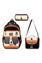Product Title: Astronaut Patterned Boys' School Bag Set of 3 with Lunch Box and Pen Holder Orange Black - 7