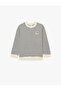 Cotton Crew Neck Long Sleeve Striped Oversize Sweatshirt