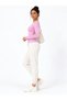 Women's Pink Ribbed Long Sleeve T-Shirt Basic Daily Wear Buluz - 5