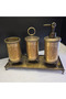 Engraved Detail Bathroom Accessory Set Bronze - 2