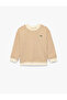 Cotton Long Sleeve Crew Neck Striped Oversize Sweatshirt