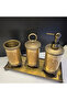 Engraved Detail Bathroom Accessory Set Bronze - 4