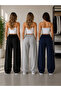 3-Piece Sweatpants Black Gray Navy Blue Comfortable Cut Casual Sports Bottoms - 3