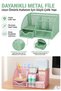 Green Desktop Metal Pen Holder Set 7-Compartment Mesh Desk Organizer Cube Note Holder Paper Clip Holder Drawer - 6