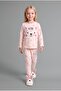 100% Cotton Animal Figured and Heart Patterned Long Sleeve Top and Elastic Leg Bottom 2-Piece Pajama Set for Baby Girl