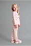 100% Cotton Animal Figured and Heart Patterned Long Sleeve Top and Elastic Leg Bottom 2-Piece Pajama Set for Baby Girl - 3