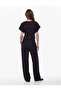 Viscose Salda Fabric Crew Neck Short Sleeve Sequin Embroidered Waist Accented Pleated Blouse - 4