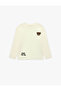 Long Sleeve Teddy Bear Detailed Crew Neck Oversized T-Shirt - 5