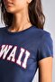 Fitted Crew Neck Hawaiian Printed Ribbed Short Sleeve Crop T-Shirt I5341Ax26Hs - 5