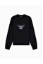 Men's Regular Fit Logo Printed Round Neck Cotton Long Sleeve Black Sweatshirt - 6