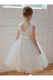 Girls White Floral Embroidered A-Line Midi Dress - 5