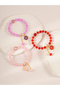 Pack of 3 - Multi-Color Floral Charm Beaded Bracelets - 3