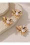 Pack of 3 - Gold Tone Pearl Embellished Flower Hair Clips - 4