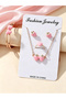 Pink Strawberry Jewelry Set - Necklace, Bracelet, Ring and Earrings - 8