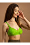 Neon Green Non-Padded Non-Wired Lace Full Coverage Bra - 2