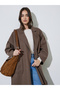 Brown Notch Lapel Button-Up Coat