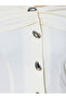 Beige Solid Metal Buttons Embellished Knit Top - 4