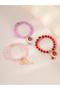 Pack of 3 - Multi-Color Floral Charm Beaded Bracelets - 2