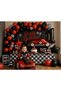 Red Black Race Car Birthday Set 50Pcs Balloon Happy Birthday Foil Balloon Checkerboard Themed Party Decoration Set Party Birthday Decoration Set - 2