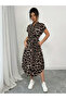 Brown Leopard Print Shirt Midi Dress - 5
