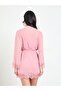 Pink Lace Trim Satin Slip and Robe Set - 6