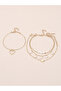 Set of 4 - Heart and Pearl Charms Anklet - 4